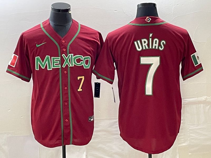 Men 2023 World Cub Mexico #7 Urias Red white Nike MLB Jersey6->more jerseys->MLB Jersey
